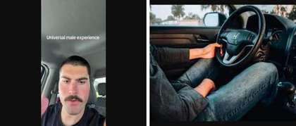 Left: cover still from a TikTok video by @meric_mednick. Right: A man's hands on a Honda car steering wheel (Unsplash photo by Sarah Brown).