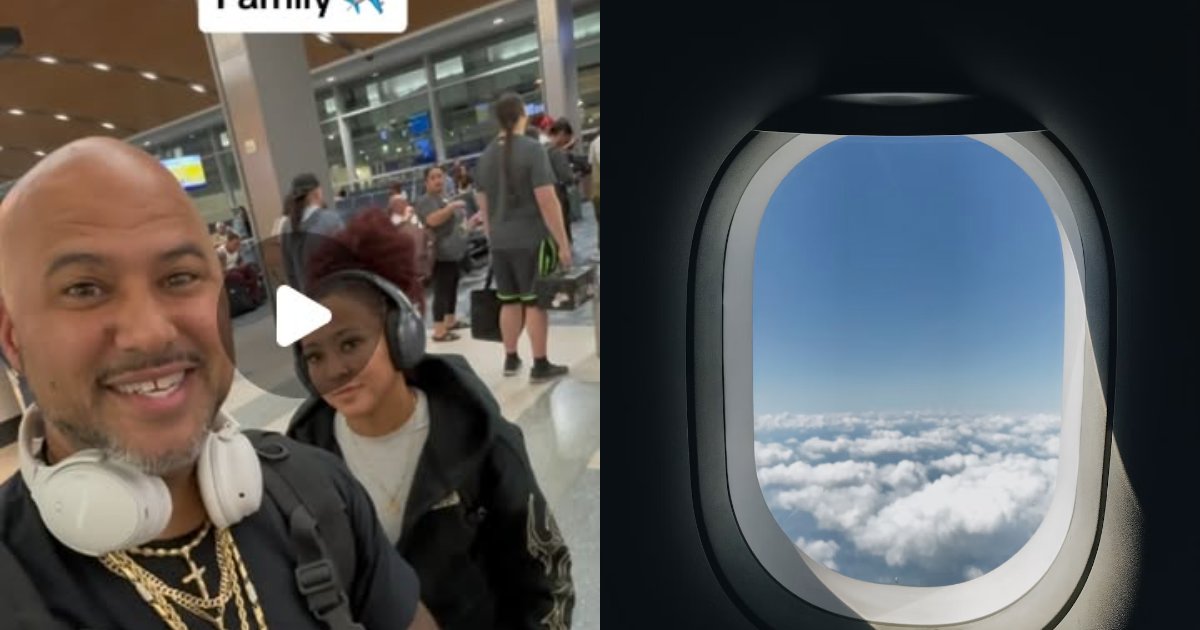 Grandfather traveling by plane